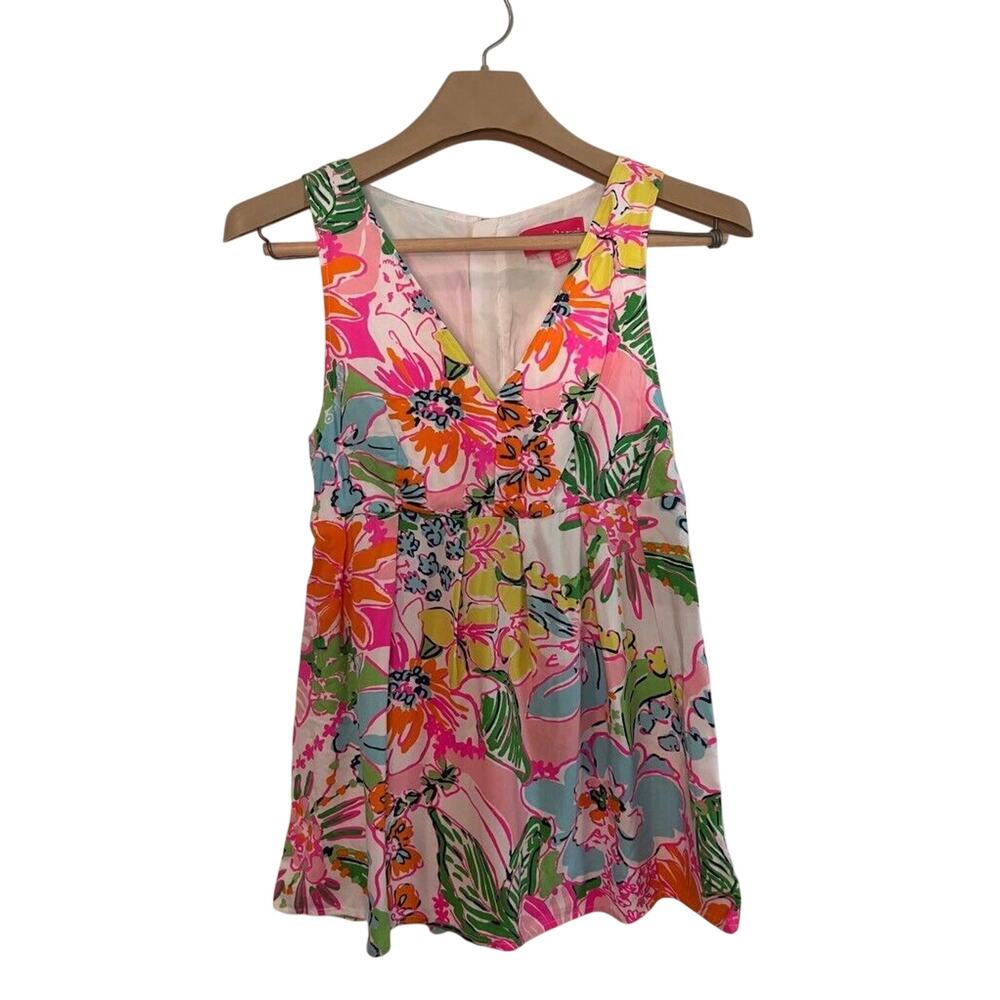 Lilly Pulitzer Target Babydoll Top Multicolor Floral Sleeveless Nosey Posie XS